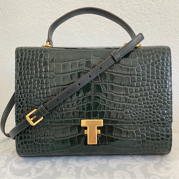 Tory Burch deep green croc 2 way bag - Picture 4 of 16